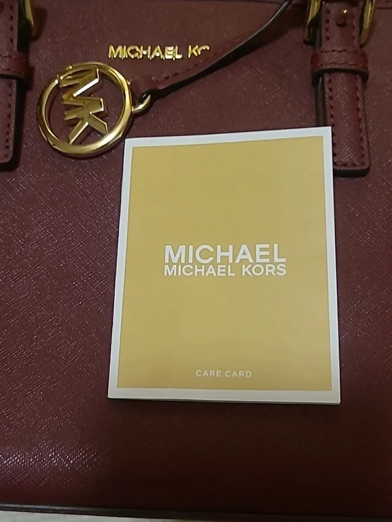 Michael Kors Burgundy Saffiano Leather Satchel with Gold Hardware - Picture 9 of 9